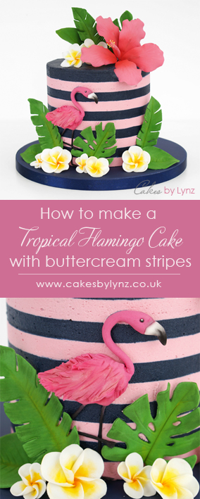 Tropical flamingo striped Cake