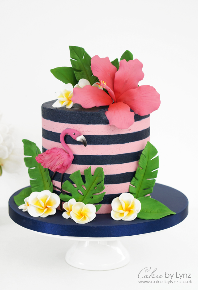 Tropical flamingo striped Cake