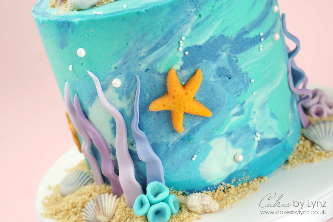 Under the sea marble cake tutorial