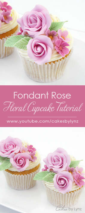 fondant rose floral flower cupcakes