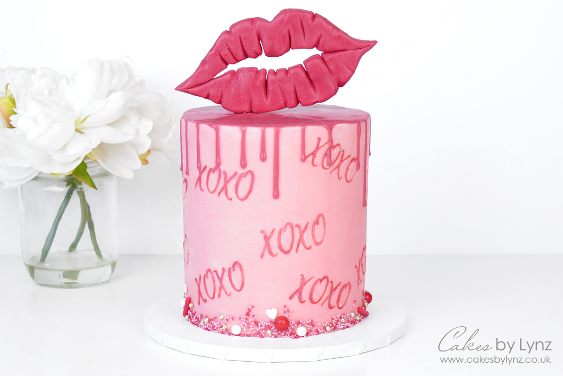 XOXO valentines kiss cake tutorial